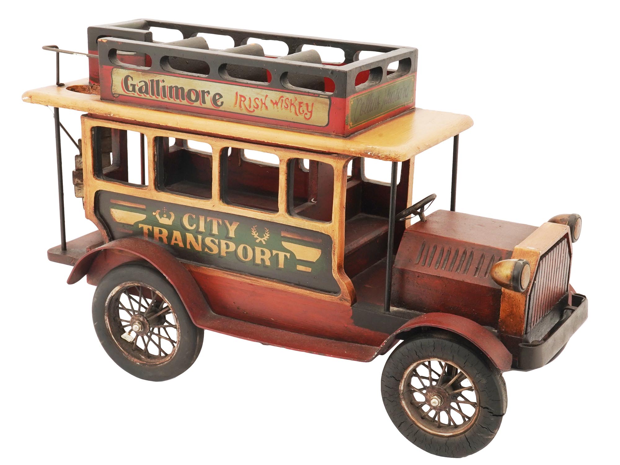 LARGE AD HARRYS TOYS DECORATIVE DISPLAY WOOD BUS PIC-0